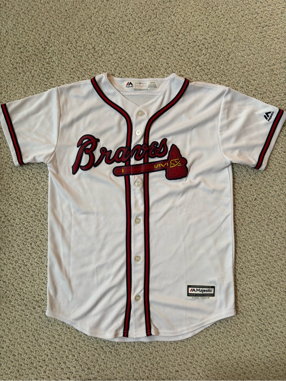 Majestic White Youth Braves Freddie Freeman Baseball Jersey size L